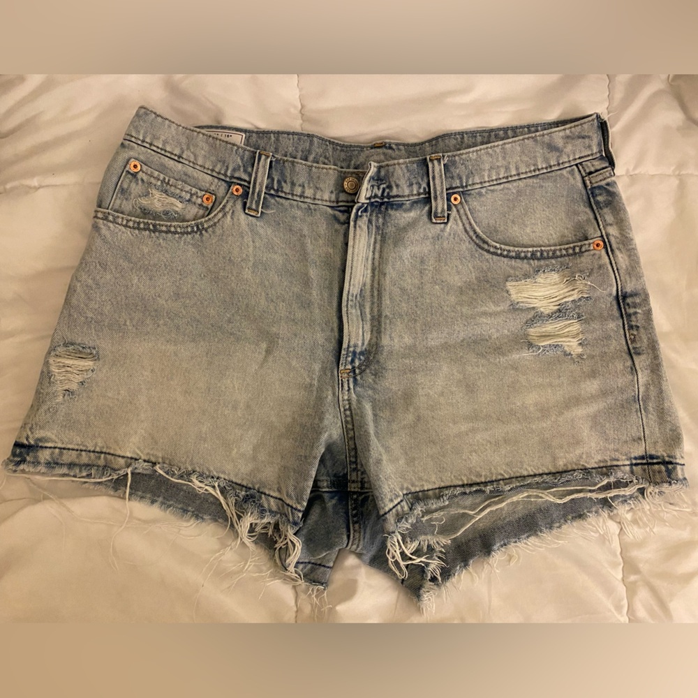 GAP Distressed Denim Shorts - Light Blue